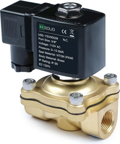 Miniatura 12 de U.S. Solid Válvula solenoide de latón de 1/2" -110V 120V AC, normalmente cerrada, válvula eléctrica de 10 bar para agua, aire, diesel