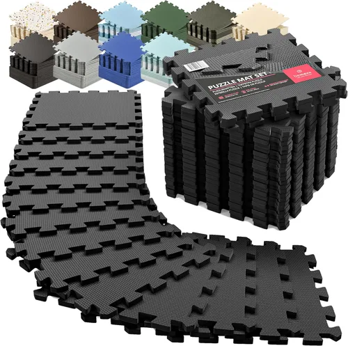 bemaxx Juego de alfombrillas de gimnasio, 18 piezas de baldosas de espuma EVA entrelazadas (12.6 x 12.6 x 0.4 pulgadas), 18 pies cuadrados Antracita
