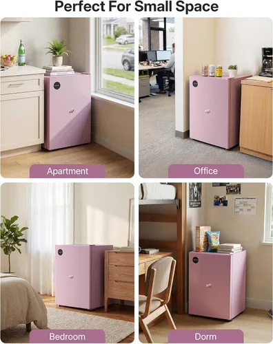 Miniatura 7 de Upstreman Mini refrigerador de 2.5 pies cúbicos, refrigerador pequeño de una sola puerta, refrigerador para dormitorio con 7 termostatos ajustables