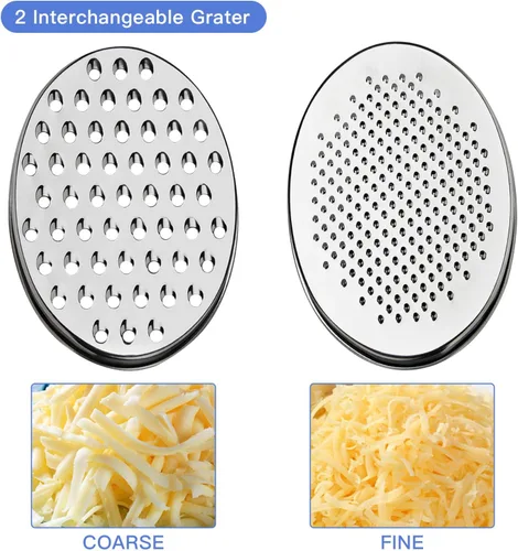 Miniatura 3 de Rallador de queso redondo compacto negro con recipiente de almacenamiento de alimentos y molinillo de tapa para parmesano duro, jengibre, verduras
