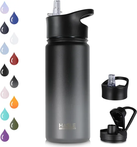 Miniatura 40 de HASLE OUTFITTERS Botella de agua aislada de 16 onzas para niños, botella de agua de acero inoxidable de doble pared al vacío, a prueba de fugas