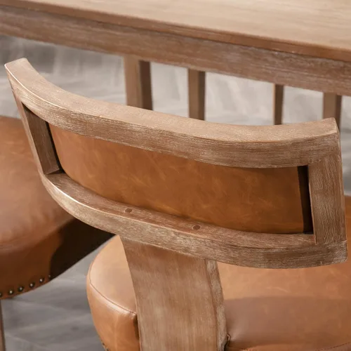Miniatura 4 de RIVOVA - Juego de 2 sillas de comedor modernas de mediados de siglo, de cuero sintético tapizado con borde de cabeza de clavo, sillas laterales
