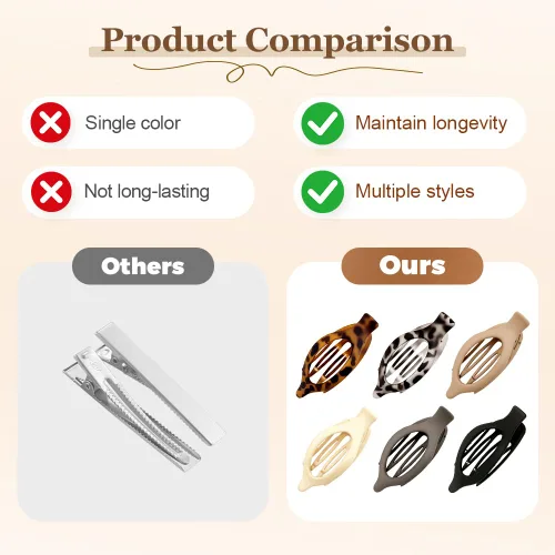 Miniatura 4 de Pinzas planas para el cabello para mujeres, pinzas de garra planas y pinzas de pico de pato para cabello grueso o delgado, accesorios de peinado