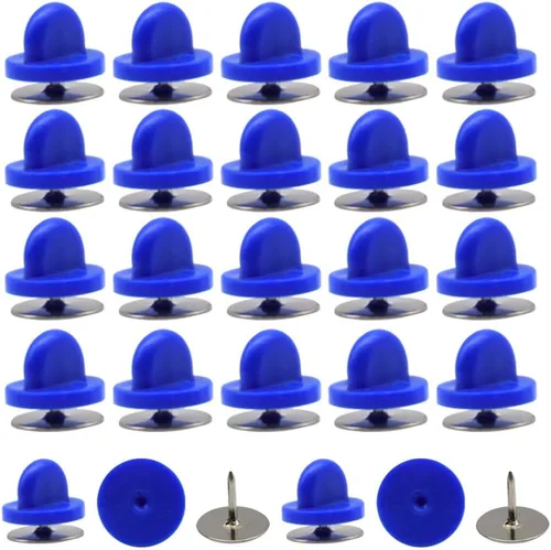Miniatura 8 de Juego de 200 unidades/100 pines de goma de 0.394 pulgadas con pines de metal en blanco, tapa para pines de solapa, broches, corbatas, sombreros