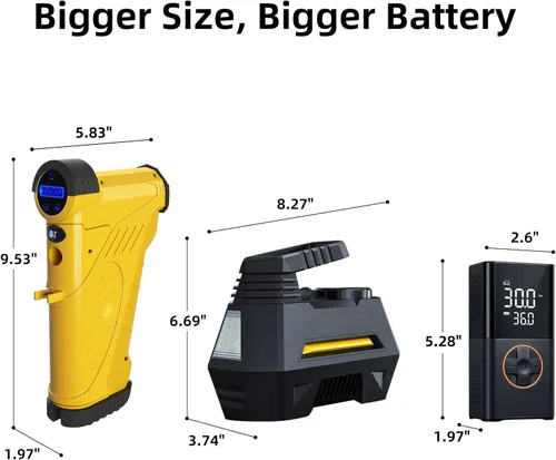 Miniatura 7 de TopAutoGear Compresor de aire portátil para inflador de neumáticos de 150 PSI, potencia dual de 12 V/20 V, salida USB, bomba de aire ideal