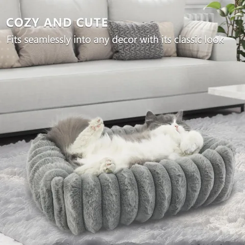 Miniatura 6 de Small Cat Beds for Indoor Cats Washable Furry Kitten Beds with Sides,Rectangle Orthopedic Soft Calming Comfy Sleeping Extra Small Pet Beds for Cats
