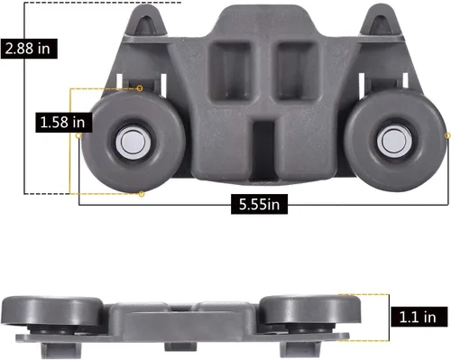 Miniatura 8 de AMI PARTS W10712394 Kit de ajustador de estante de lavavajillas y 4 unidades W10195416V W10195416 Ruedas para lavavajillas Ruedas inferiores