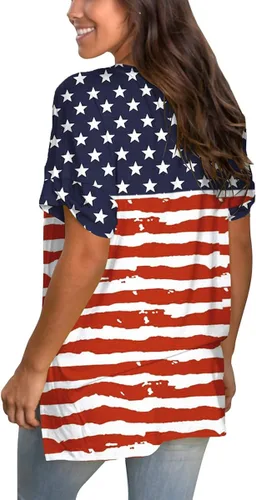 Miniatura 4 de SAMPEEL - Camisetas de manga corta con cuello en V de estilo casual de verano para mujer