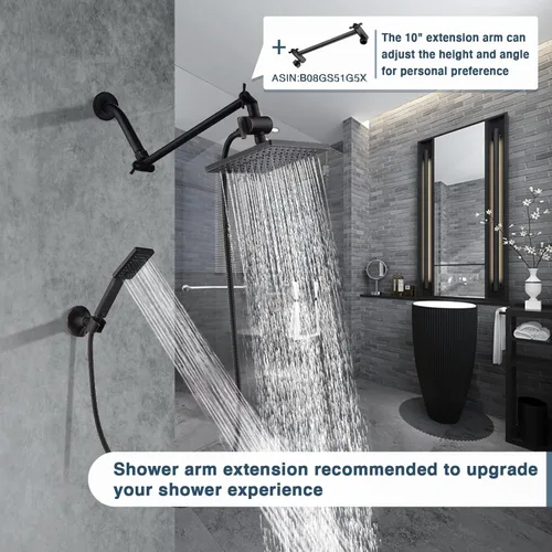 Miniatura 8 de BRIGHT SHOWERS Cabezal de ducha de lluvia con rociador de mano, combo de cabezal de ducha de lluvia de 8 pulgadas con manguera de 60", juego