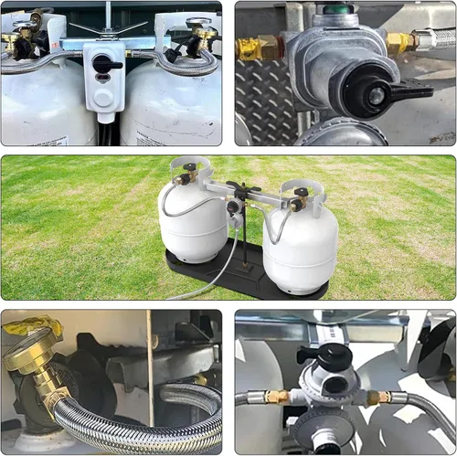Miniatura 7 de Mangueras de propano RV de 18 pulgadas con calibre, manguera de propano trenzada de acero inoxidable, manguera de propano para tanque de caravana