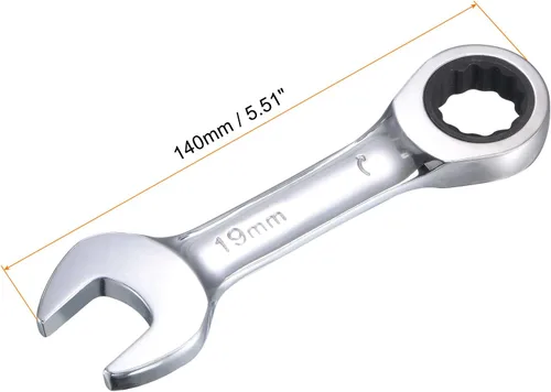 Miniatura 2 de uxcell Llave combinada de trinquete rechoncha de 0.748 in métrica 72 dientes 12 herramientas terminadas en caja de puntos, CR-V
