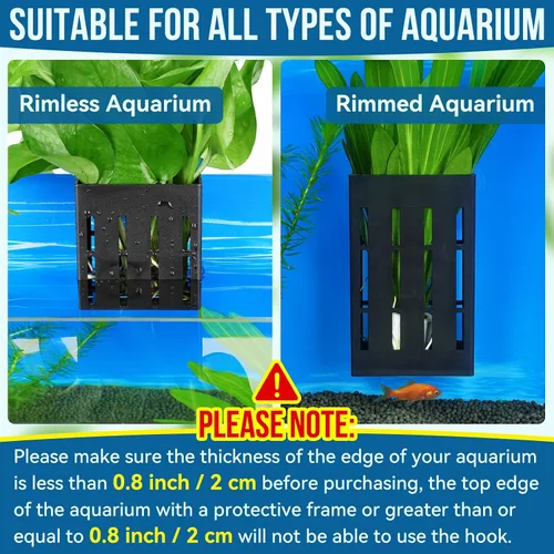 Miniatura 6 de Borlech Soporte de Planta de Acuario Grande Mejorado con Ganchos y Ventosas para Cultivo de Plantas Acuapónicas en Tanque de Peces y Decoraciones