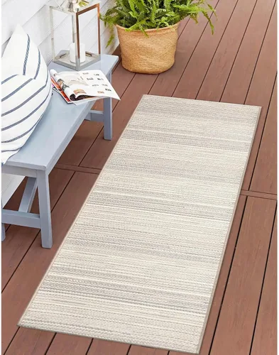 Miniatura 18 de Liora Manne Miranda - Alfombra de área de mezcla sintética para interiores y exteriores, de bajo perfil, diseño de rayas de transición, casual