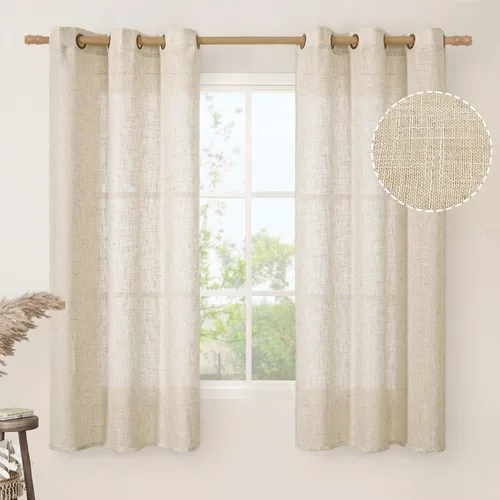 Miniatura 78 de LAMIT Cortinas de lino sintético para dormitorio, paneles filtrantes de luz, cortinas de lino con protección de privacidad con ojales para ventanas