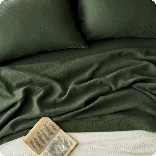 Miniatura 12 de Bedsure Sábanas de cama tamaño King, juego de sábanas de algodón y lino, antipilling, ultrasuaves y transpirables, sábanas bajeras King con bolsillo