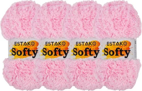 Miniatura 31 de Estako Softy 100% Poliéster Esponjoso Suave Grueso Peso #5 Hilado para Crochet y Tejido 3.52 oz (100 gr) 98 Yds (90 m) (9110 - Blanco)