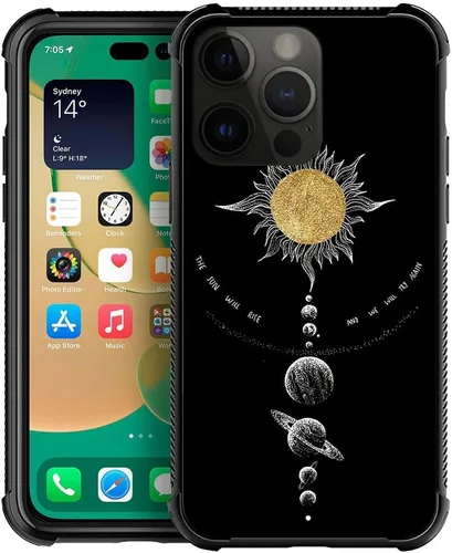 Miniatura 57 de ZHEGAILIAN Funda compatible con iPhone 14, funda de munición AK 47, parte trasera de vidrio templado+funda protectora de TPU de silicona suave