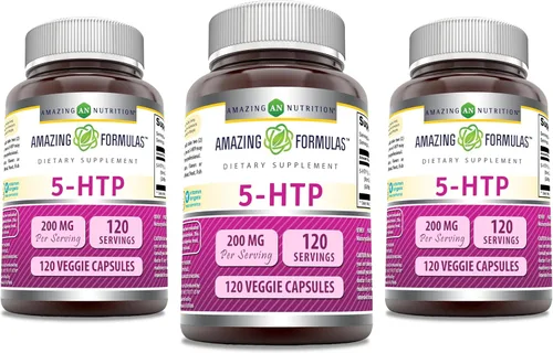 Miniatura 6 de Amazing Formulas 5-HTP (L-5-hidroxitriptófano) Suplemento 200 mg por porción Cápsulas vegetales Sin OMG Sin gluten Fabricado en Estados
