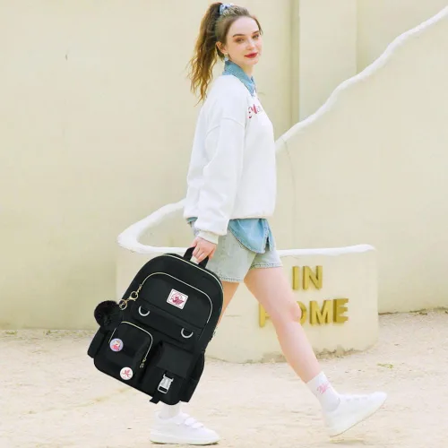 Miniatura 7 de WZLVO Mochila para laptop para niñas y mujeres, 15.6 pulgadas, bonita estética, resistente al agua, antirrobo, para la escuela universitaria