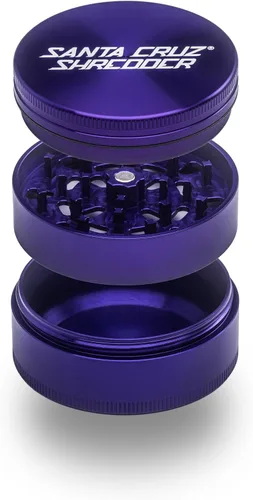 Santa Cruz Shredder Molinillo de hierbas de metal con parte superior moleteada para un agarre más fuerte, 3 piezas, grande de 2.7 pulgadas (morado)