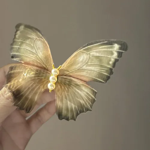 Miniatura 4 de Jumwrit 2 pinzas de mariposa para el cabello, estilo bohemio, grande, verde perla, 3D, alas móviles, pasador de pelo de mariposa, pinzas
