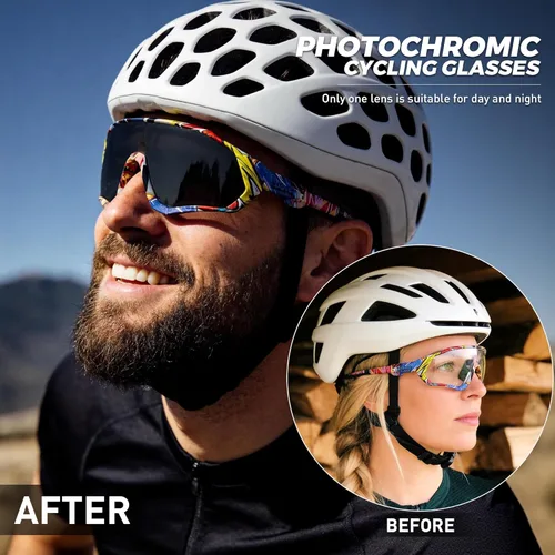 Miniatura 2 de KAPVOE Gafas de ciclismo fotocromáticas para hombres y mujeres, gafas de sol para bicicleta de montaña MTB, para bicicleta de montaña Clear - K9408