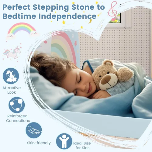Miniatura 6 de Costzon - Base de cama individual para piso, cama tapizada para niños con alfombra de tela Oxford 210D, soporte central y tablas acolchadas, cama