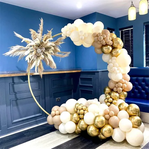 Miniatura 4 de Globos Beige Blanco Dorado, 60 Piezas Globos de Confeti Metálico Dorado Arena Beige Blanco para Niñas, Globos Dorados Nude de Doble Relleno Crema