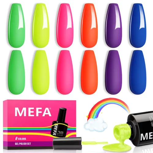 Miniatura 15 de MEFA - Juego de esmalte de uñas de gel azul, 6 colores, azul marino, zafiro, azul, brillantina, tonos oscuros, juego de iniciación, gel brillante