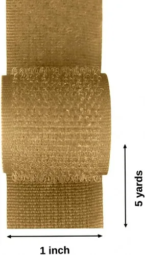 Miniatura 2 de Cinta de velcro beige de nailon de 1 pulgada de ancho, no adhesiva, 5 yardas de longitud, juego de cierres de cinta entrelazada para bolsos, ropa