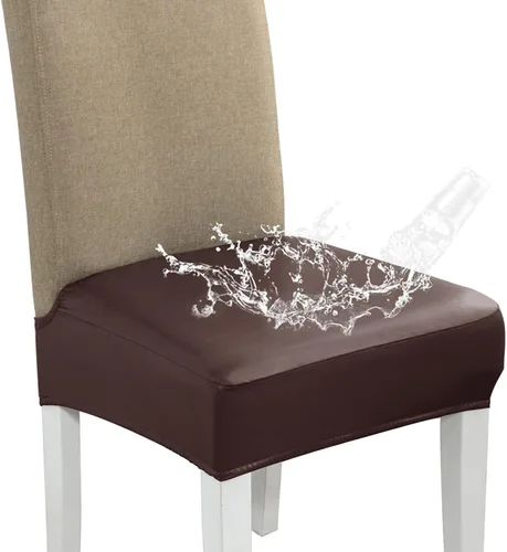 Miniatura 19 de CALBODE Juego de 4 fundas de asiento impermeables para sillas de comedor con funda elástica de tela jacquard, fundas extraíbles y lavables