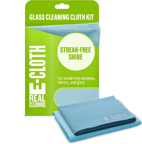 E-Cloth Paño de limpieza de ventanas, embalaje ecológico, paño de limpieza de vidrio, ventanas sin rayas con solo agua, kit de toallas de microfibra