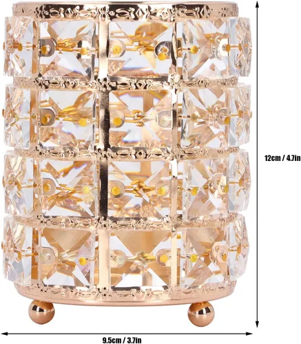 Miniatura 6 de Soporte para lápices, organizador de brochas de maquillaje plplaaoo de estilo europeo, organizador de cosméticos de cristal redondeado de cristal