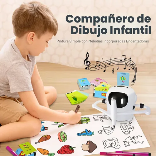 Miniatura 3 de RIVGOT Robot de dibujo para niños con 150 tarjetas, máquina de dibujo educativo interactiva por voz, juguetes de aprendizaje de pintura Montessori