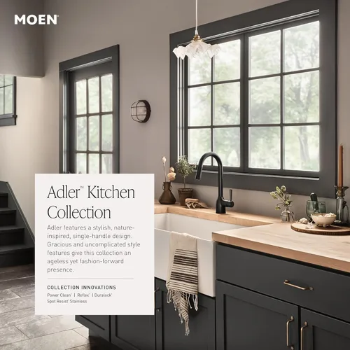 Miniatura 12 de Moen Adler - Llave de cocina de arco alto con una sola manija, resistente a manchas de acero inoxidable con limpieza eléctrica, 87233SRS Acero