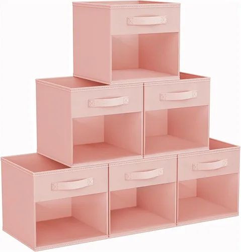 Miniatura 41 de DIMJ Cubo de almacenamiento, 6 paquetes de contenedores plegables con asas, contenedores de tela para organización, cubos organizadores