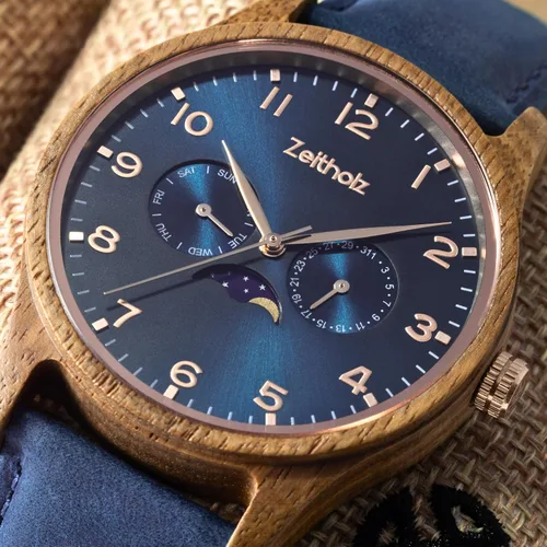 Miniatura 21 de Zeitholz Relojes de madera para hombre, reloj de madera, regalos, reloj analógico, nueva colección Klitten 1.654 in con movimiento de cuarzo japonés.