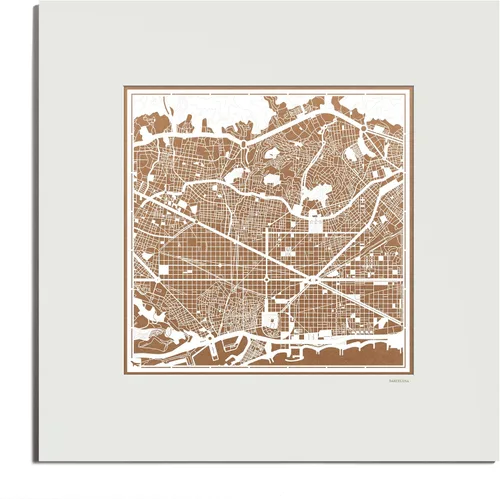 Miniatura 10 de O3 Design Studio Mapa de corte de papel Madrid negro mate de 20 x 20 pulgadas