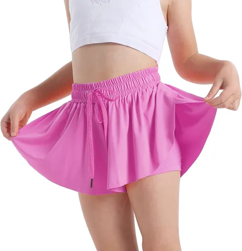 Miniatura 5 de Dizoboee Pantalones cortos fluidos para niñas, pantalones cortos de mariposa para jóvenes, falda atlética, pantalones cortos con bolsillo para niñas