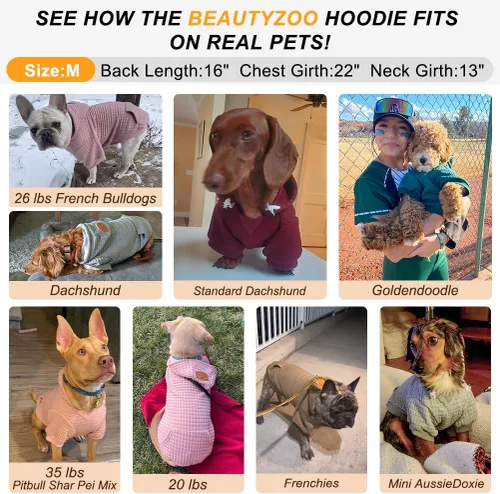 Miniatura 6 de BEAUTYZOO Sudadera con capucha para perro pequeño con bolsillos, ropa para perros pequeños y medianos, niño y niña, abrigos de algodón laminado tipo