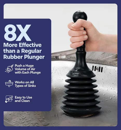 Miniatura 2 de Luigi's Desagüe para cocina con émbolo para lavabo de baño, bañera o ducha de drenaje, removedor de obstrucciones pequeño y potente, estilo Negro