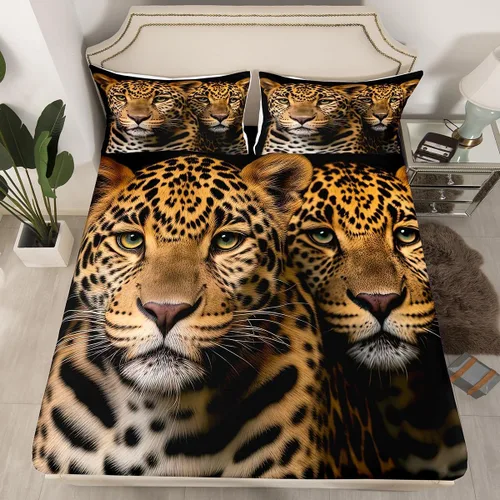Miniatura 18 de Erosebridal Juego de cama de caballo para niñas, niños y parejas, sábana bajera ajustable de caballos blancos y negros, tamaño individual, diseño