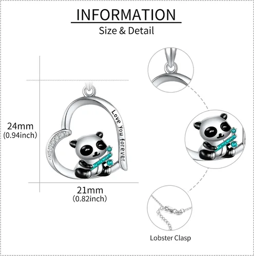 Miniatura 4 de Lindo regalo de animales de plata esterlinapanda rojoconejo, collar con colgante de animal lindo joyería para mujeres niñas regalos