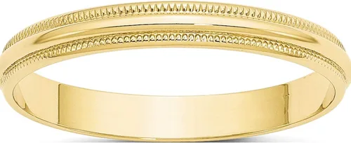 Oro amarillo de 10 quilates 10Ky 0.118 in Ltw Milgrain Media Redonda Tamaño de banda 10 (Ancho3) - Jewelry By Sweet Pea, Metal Piedra