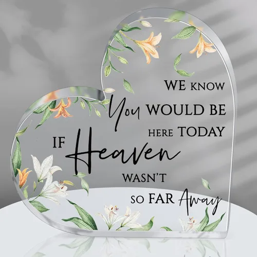 Miniatura 8 de Letrero de mesa conmemorativo para boda, con texto en inglés «We Know You Would Be Here Today If Heaven Wasn't So Far Away in Loving Memori», regalo