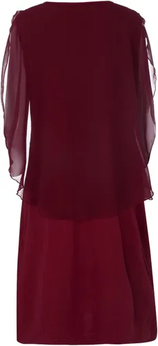 Miniatura 5 de SERYU Vestido ajustado de gasa con volantes para mujer, talla grande, con mangas de capa, favorecedor