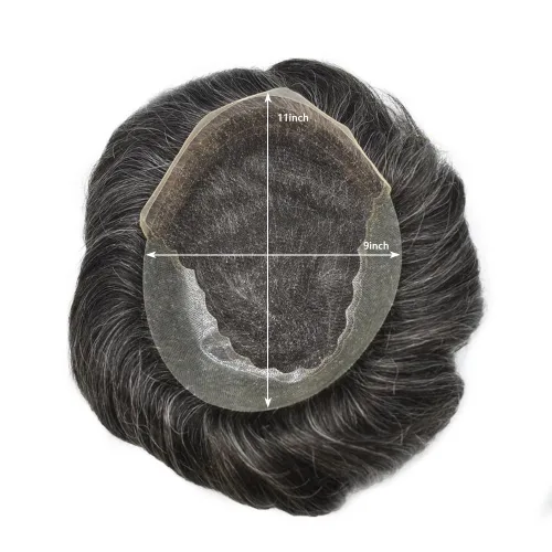 Miniatura 6 de Toupee para hombres Cabello humano real suave suizo encaje sistema de reemplazo de pelo para hombre Toupee sistema de pelo postizo para hombres