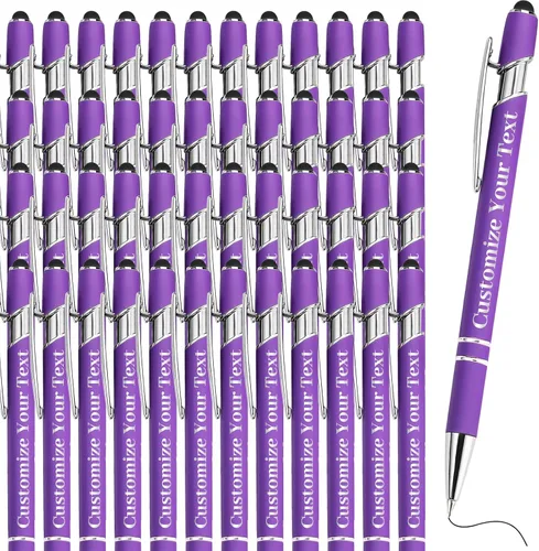 Miniatura 9 de Hasta 500 bolígrafos personalizados a granel con lápiz capacitivo, grabado, juego de bolígrafos con tu nombre, texto para mujeres de negocios