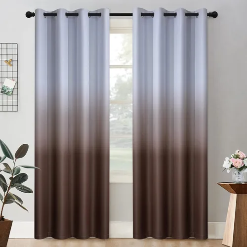 Miniatura 145 de COSVIYA Cortinas 100% Opacas Azul Degradado con Lazos Ajustables para Cocina Aislamiento Térmico Oscurecimiento de Habitación Cenefa con Bolsillo