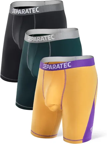 Separatec Ropa interior atlética para hombre, anti rozaduras y rendimiento deportivo, calzoncillos largos tipo bóxer para hombre con soporte de